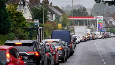 Motorists queue for fuel at an ESSO petrol station in Ashford, Kent. Picture date: Friday October 1, 2021.